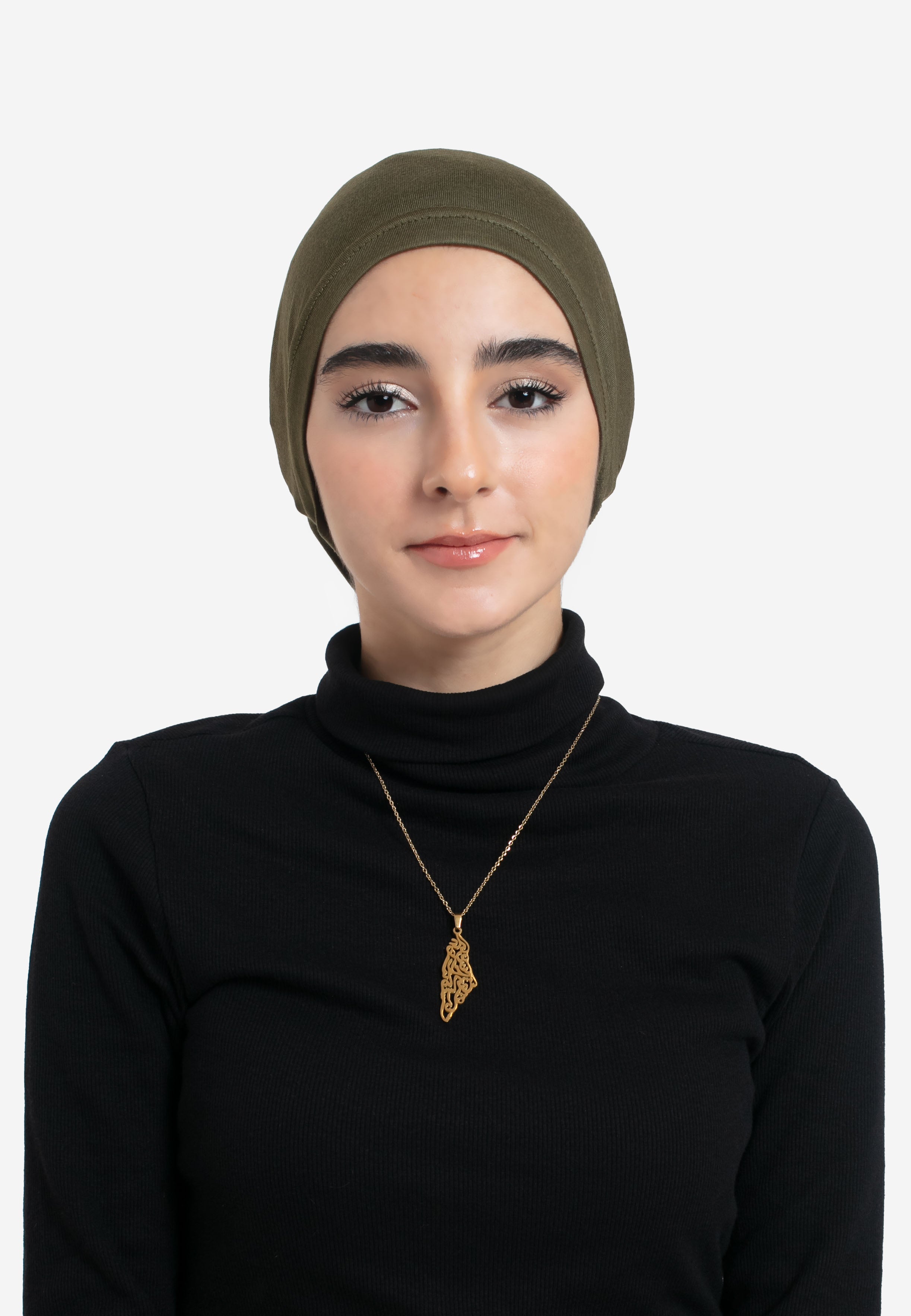 Olive Tube Hijab Cap - Front