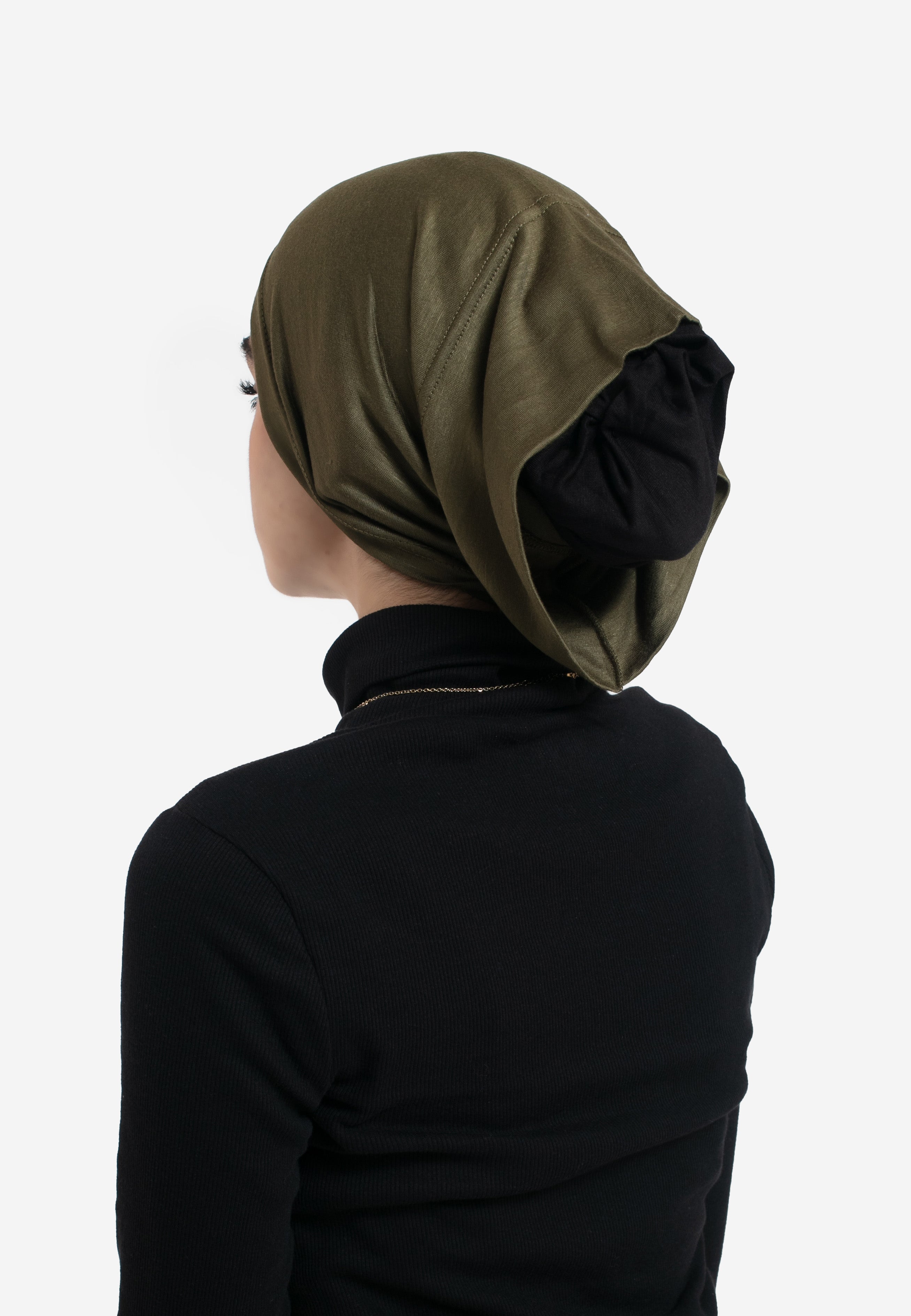 Olive Tube Hijab Cap - Back