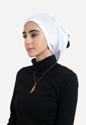 Pure White Tube Hijab Cap - Side