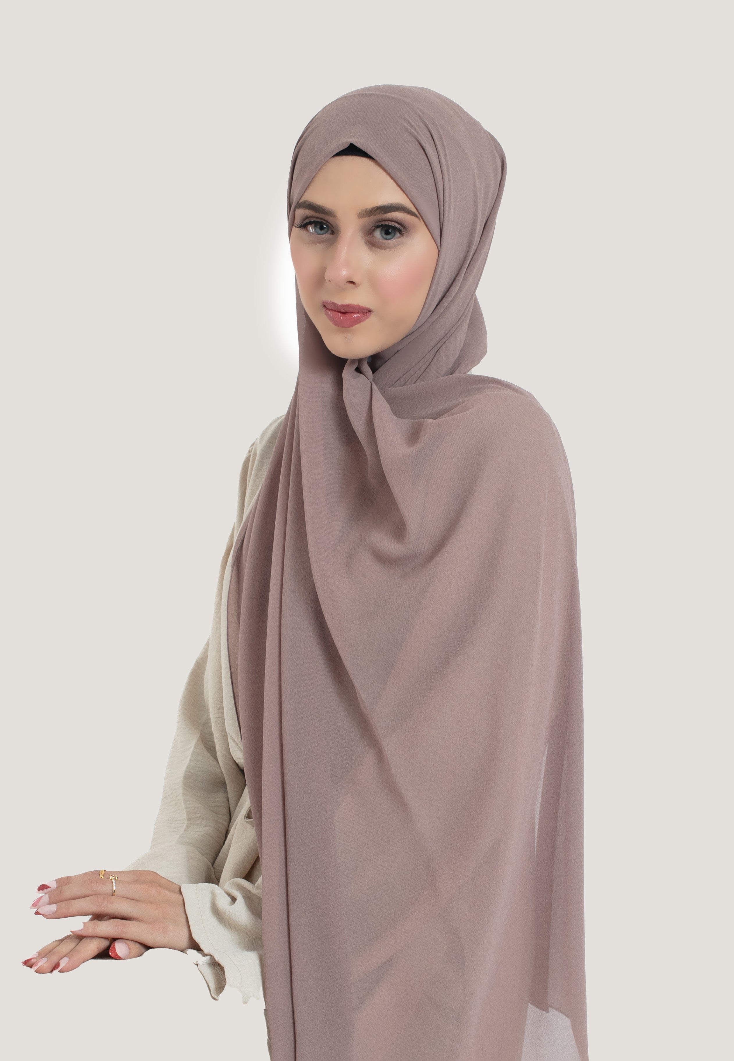 Warm Taupe Crepe Chiffon Hijab