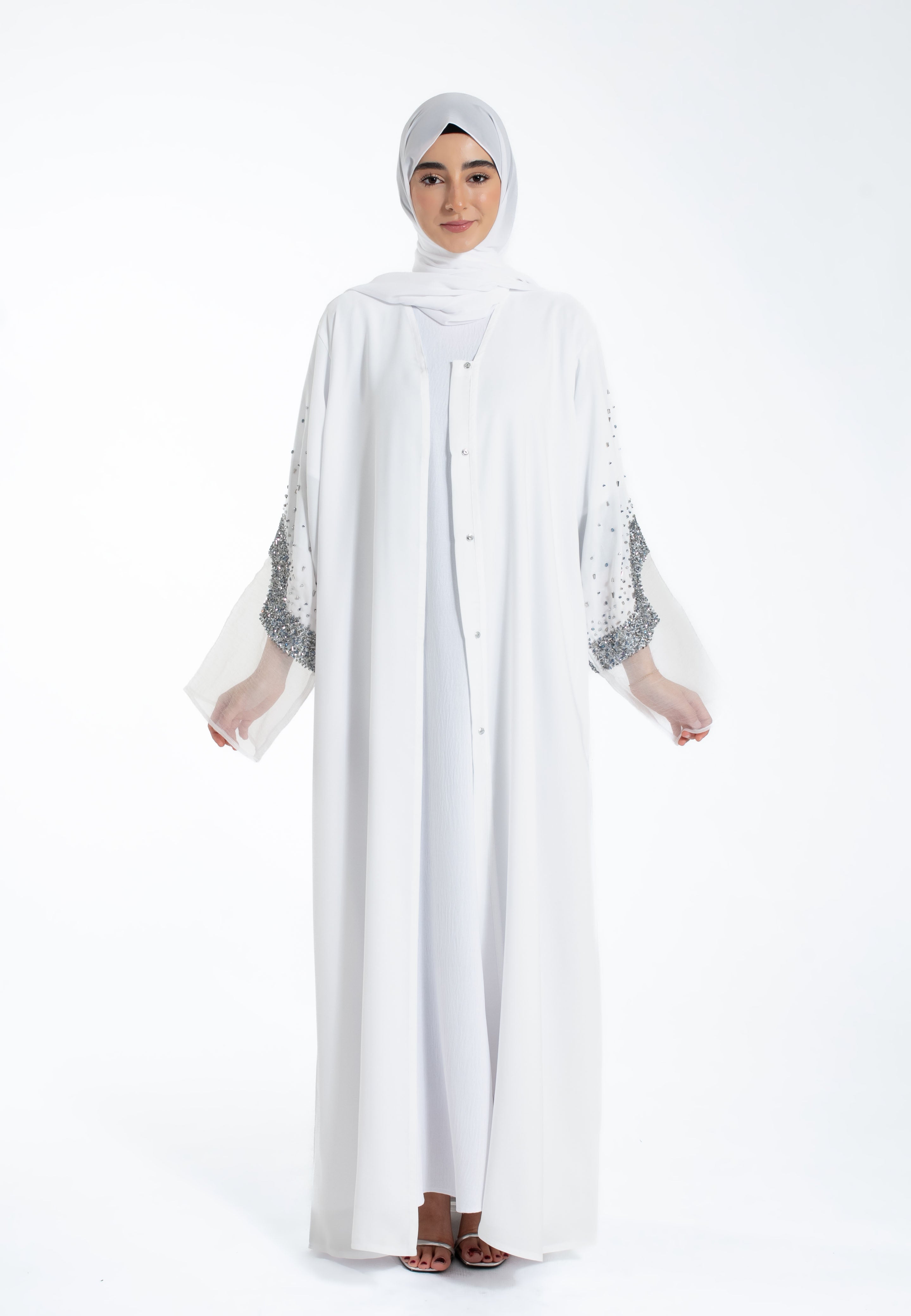 Luxury-White-Open-Abaya