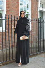 Classic Black On Black Embellished Open Abaya