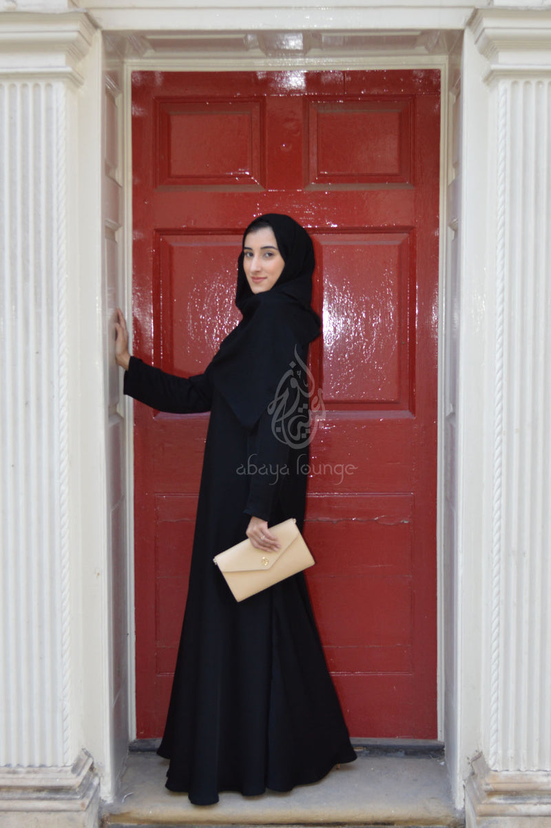 Classic Plain Black Umbrella Cut Abaya