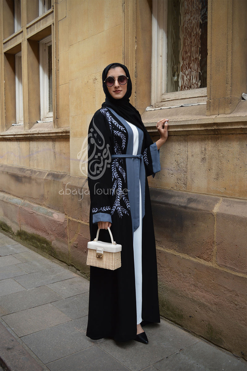 Elegant Embroidered Open Abaya