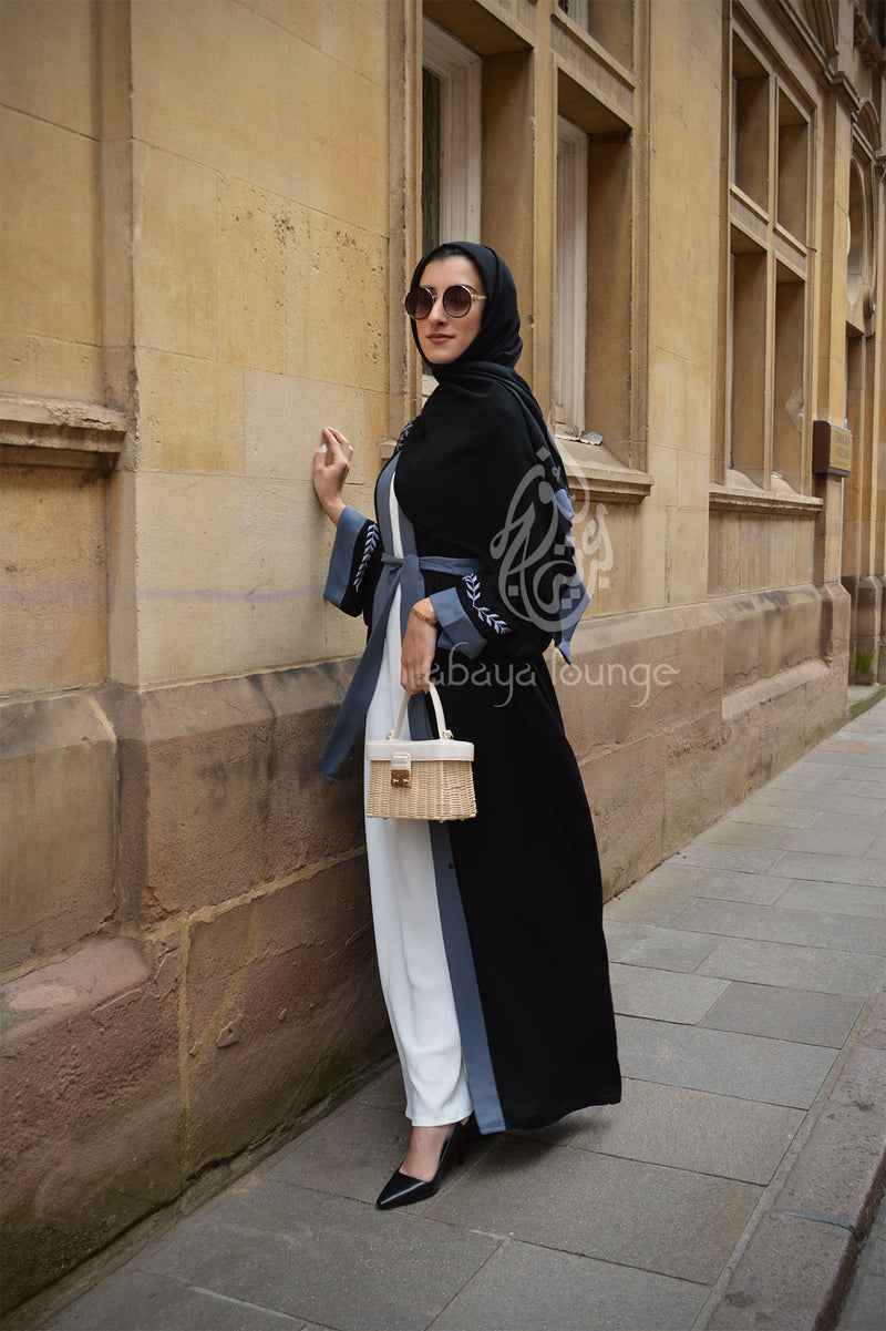 Elegant Embroidered Open Abaya