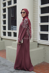 Mauve Abaya With Silver Embellishments