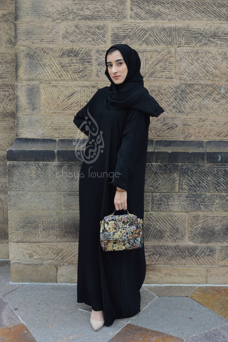 Plain Black Abaya With Pockets Premium