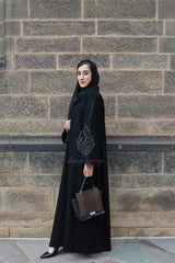 Black Floral Embroidered Abaya