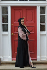 Two Toned Black & Mauve Open Abaya